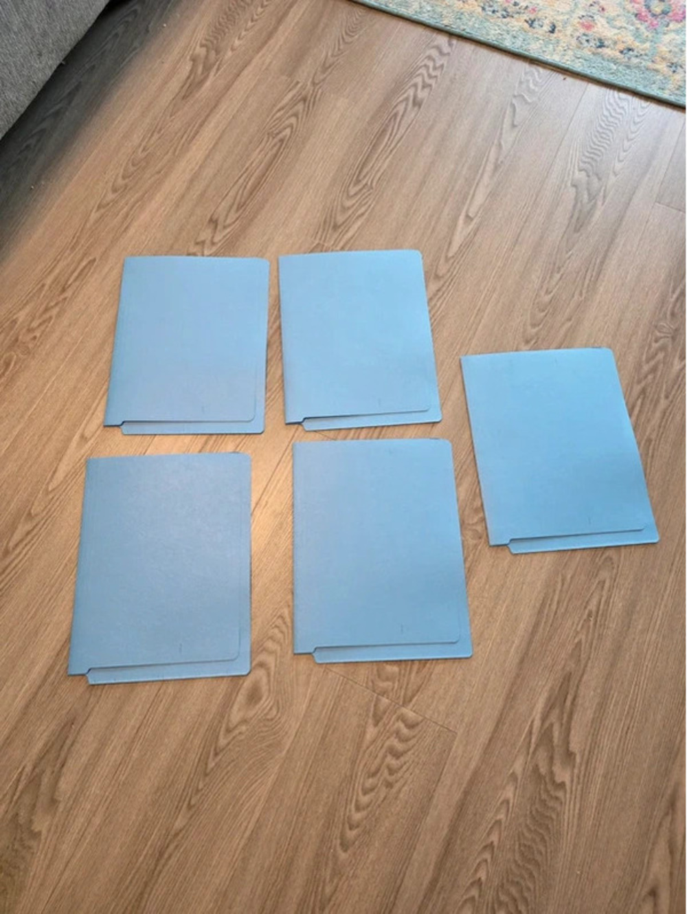 Set of 5 Light Blue File Folders